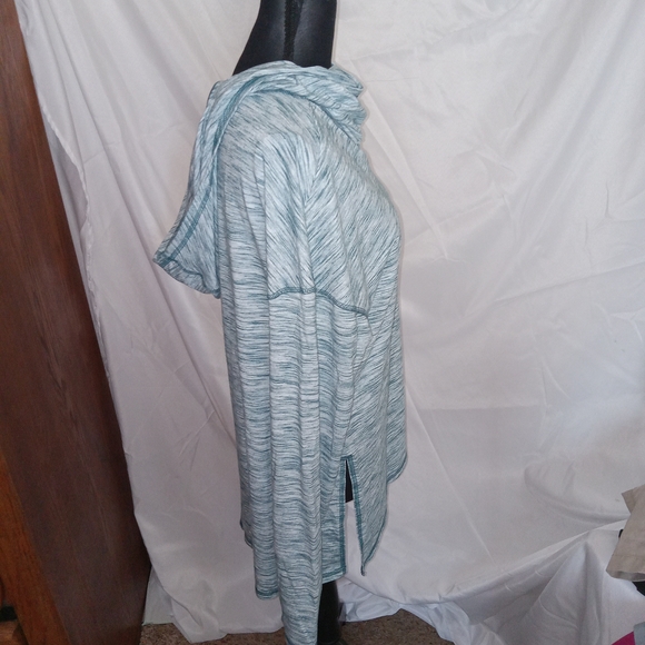 GAIAM Yoga Long Sleeve Hooded Top with Cowl Neck Heather Teal Womens Size XL - Picture 7 of 11